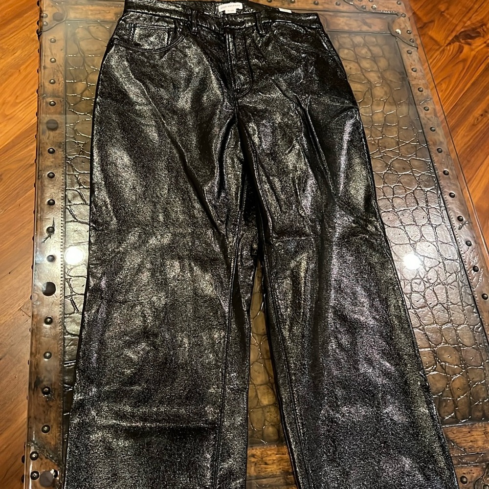 GOOD AMERICAN 90’s vinyl Women's Black trousers